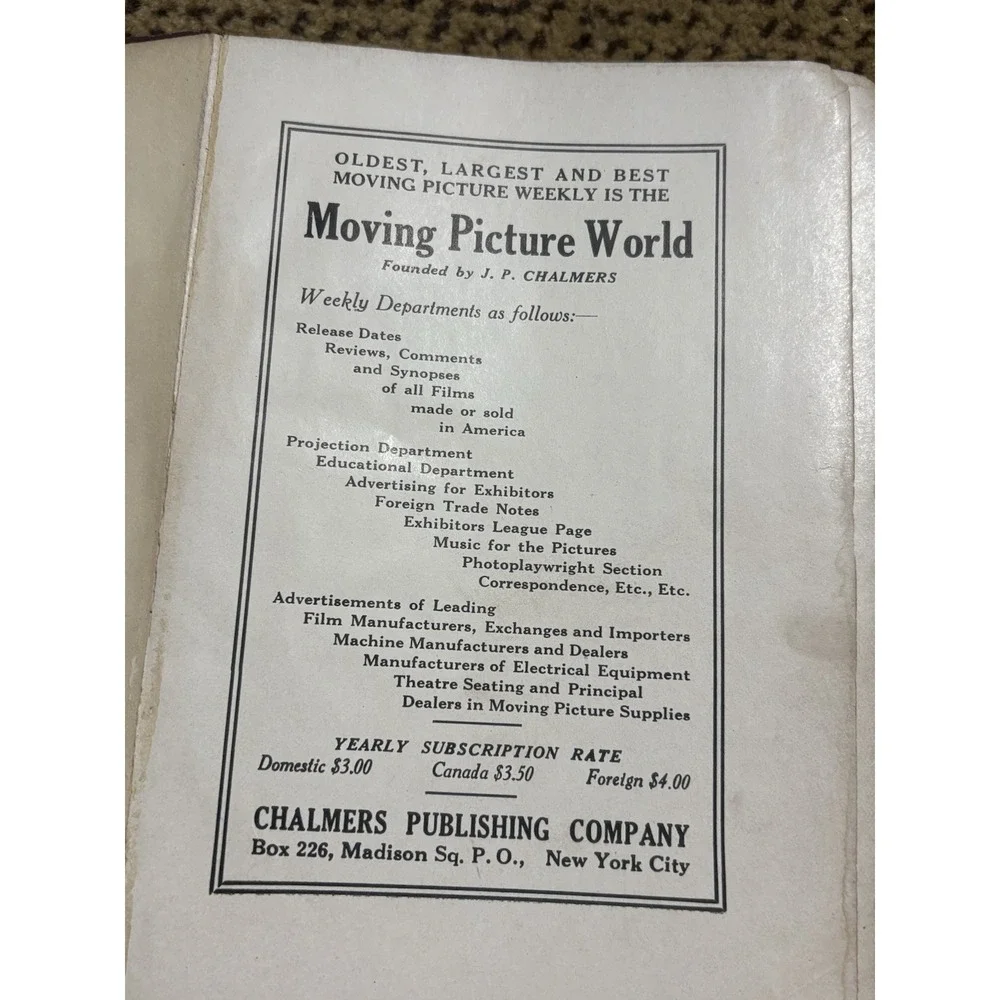 1912 Motion Picture Handbook F.H. Richardson 2nd Edition Silent Film Projection